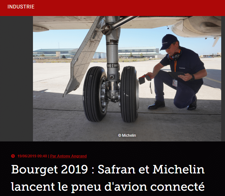 Bourget 2019 : Safran et Michelin lancent le pneu d&rsquo;avion connecté