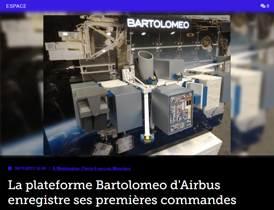 La plateforme Bartolomeo d&rsquo;Airbus enregistre ses premières commandes
