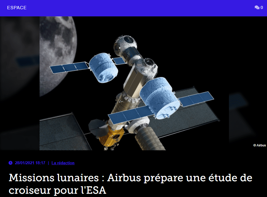 Missions lunaires : Airbus prépare une étude de croiseur pour l&rsquo;ESA