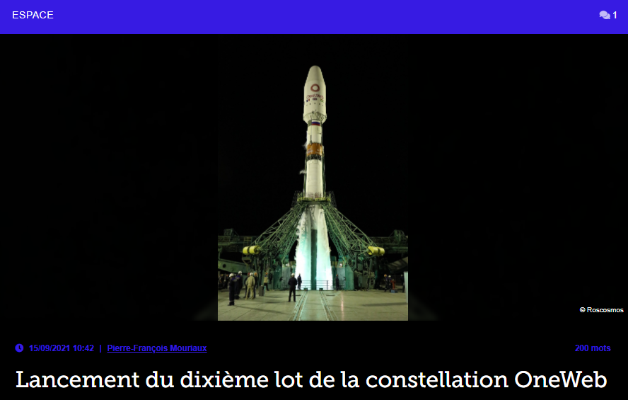 Lancement du dixième lot de la constellation OneWeb