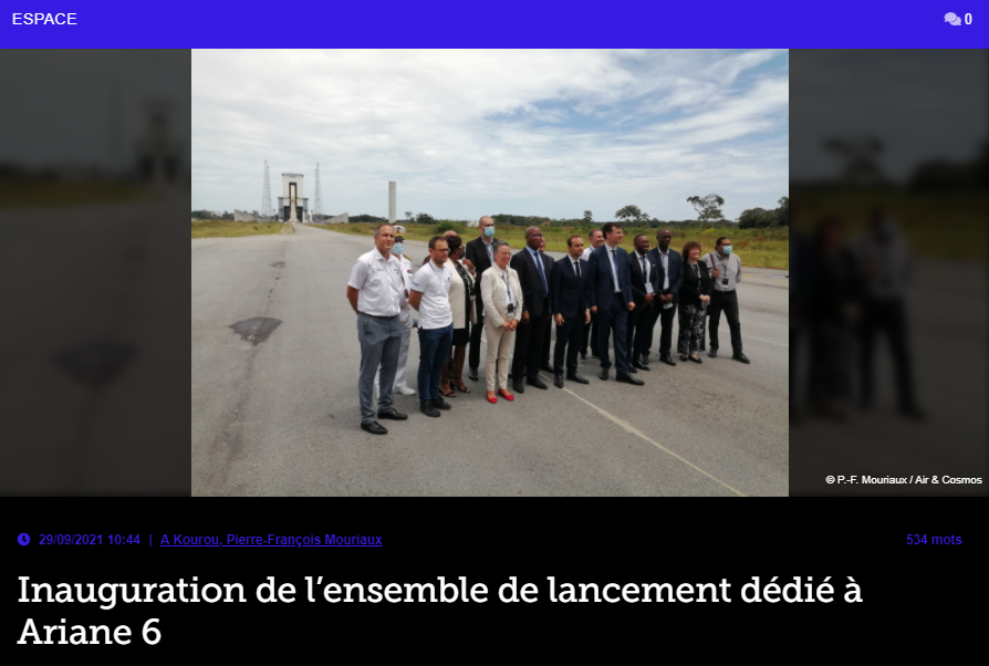 Inauguration de l’ensemble de lancement dédié à Ariane 6