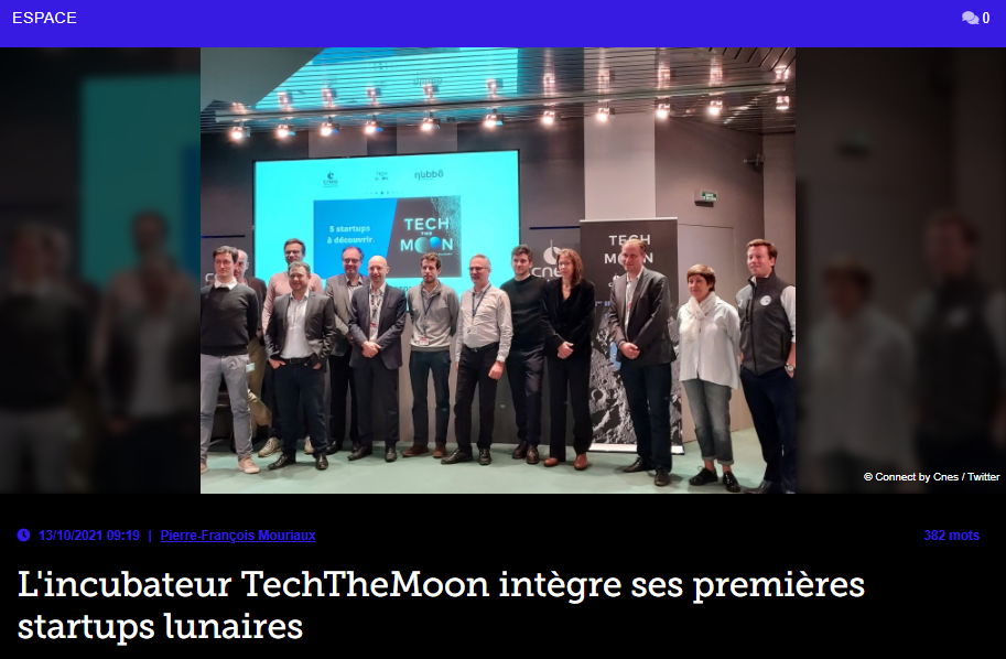 L&rsquo;incubateur TechTheMoon intègre ses premières startups lunaires